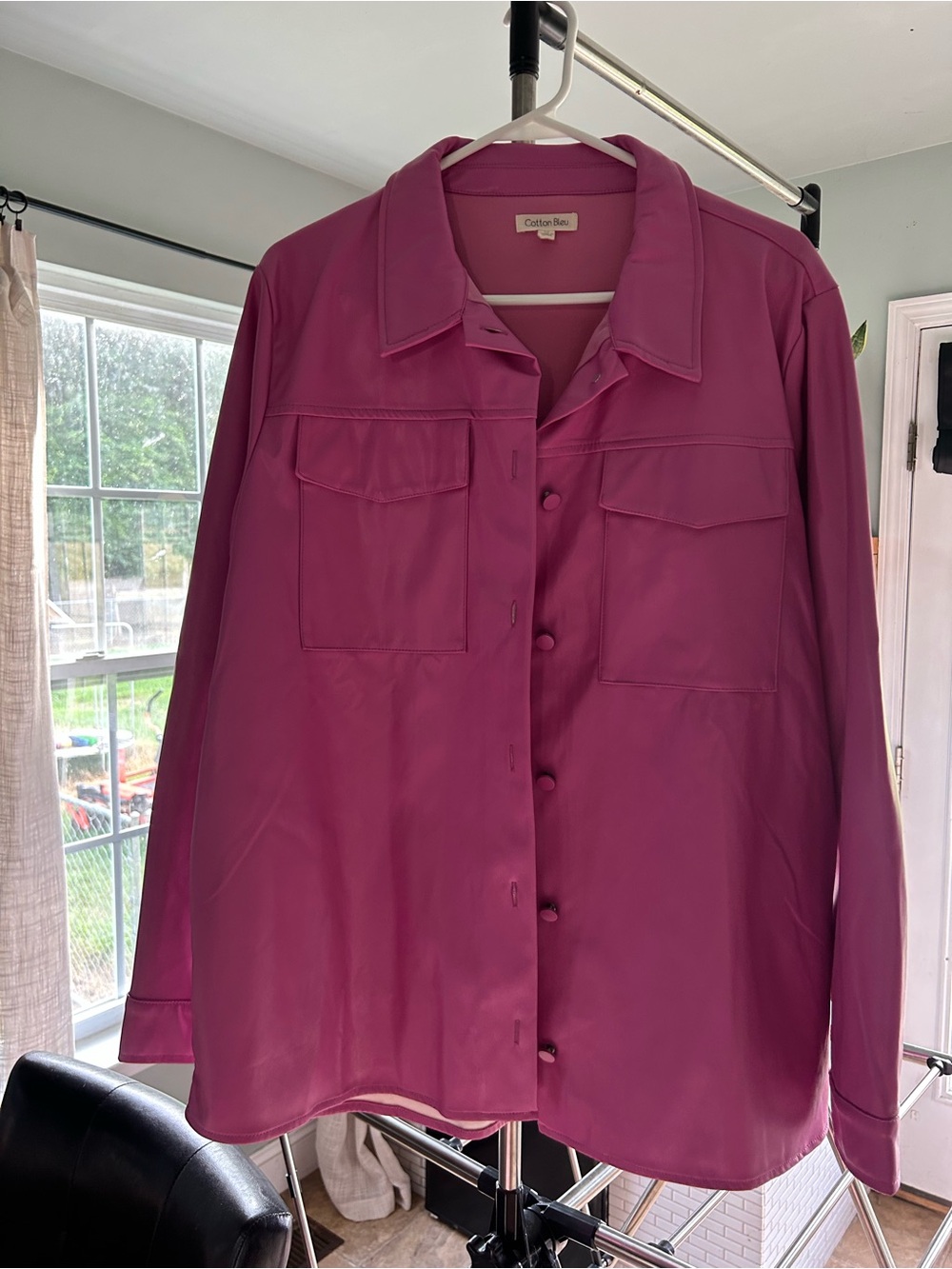 Talbots Fuchsia Button-Front Shirt Jacket